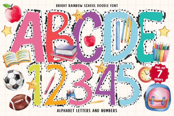 Bright Rainbow School Doodle