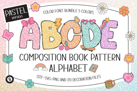 Composition Book Pattern Pastel Font: Y2K Charm for Crafters & Sellers