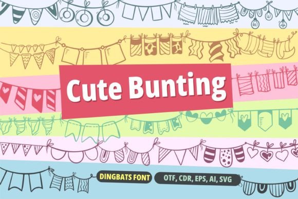 Cute Bunting Font: Whimsical Dingbats for Digital Design