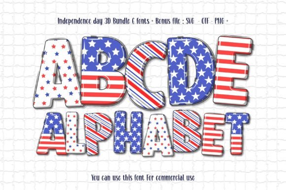 Independence Day 3D Font for Patriotic Crafts & Commercial Designs
