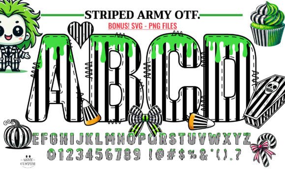 Striped Army: A Halloween Doodle Font Color for Editorial Magic
